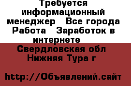 Требуется информационный менеджер - Все города Работа » Заработок в интернете   . Свердловская обл.,Нижняя Тура г.